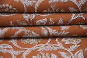Handcrafted Block Print Rust Brown Floral Duck Canvas Fabric - Saraswati