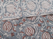 Handmade Block Print Brown Floral Thick Cotton Fabric - 6Kamal