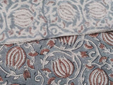 Handmade Block Print Brown Floral Thick Cotton Fabric - 6Kamal