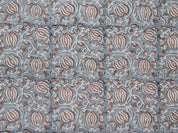 Handmade Block Print Brown Floral Thick Cotton Fabric - 6Kamal