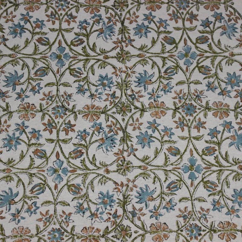 Handcrafted Block Print Duck Linen Fabric For Curtain - Amritwani