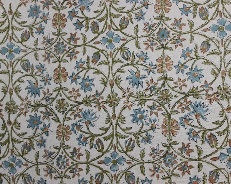 Handcrafted Block Print Duck Linen Fabric For Curtain - Amritwani