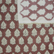 Handcrafted Block Print Floral Linen Fabric Brown Silver - Mayur