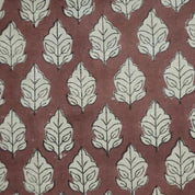 Handcrafted Block Print Floral Linen Fabric Brown Silver - Mayur