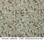 Handcrafted Block Print Floral Linen Fabric for Cushions - Mrignayani
