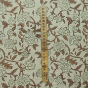 Handcrafted Block Print Floral Linen Fabric for Cushions - Mrignayani