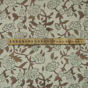 Handcrafted Block Print Floral Linen Fabric for Cushions - Mrignayani