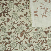 Handcrafted Block Print Floral Linen Fabric for Cushions - Mrignayani