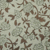 Handcrafted Block Print Floral Linen Fabric for Cushions - Mrignayani