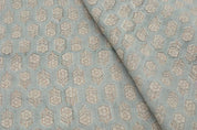 Handcrafted Block Print Gray Thick Linen Pure  Fabric - Tulsi Buti