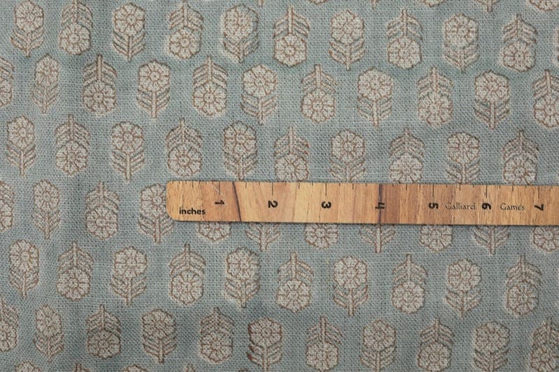 Handcrafted Block Print Gray Thick Linen Pure  Fabric - Tulsi Buti