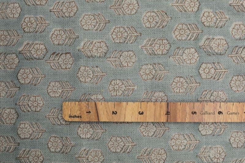 Handcrafted Block Print Gray Thick Linen Pure  Fabric - Tulsi Buti