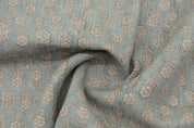 Handcrafted Block Print Gray Thick Linen Pure  Fabric - Tulsi Buti