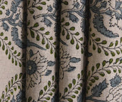 Handcrafted Block Print Green Floral Pure Linen Fabric  – Amarbel