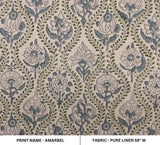 Handcrafted Block Print Green Floral Pure Linen Fabric  – Amarbel