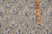 Handcrafted Block Print Green Floral Pure Linen Fabric  – Amarbel