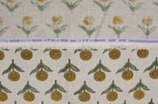 Handcrafted Block Print Mustard & Green Pure Linen - Pukhraj