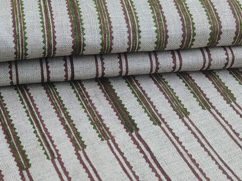 Handmade Block Print Pure Linen Fabric Living Space - LINE