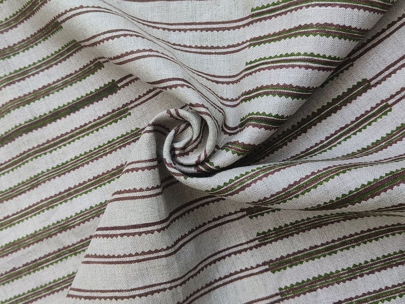 Handmade Block Print Pure Linen Fabric Living Space - LINE