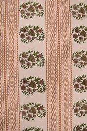 Handwoven Block Print Mustard Floral Duck Canvas Fabric - Anarkaali