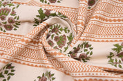 Handwoven Block Print Mustard Floral Duck Canvas Fabric - Anarkaali