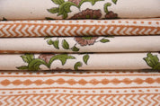 Handwoven Block Print Mustard Floral Duck Canvas Fabric - Anarkaali