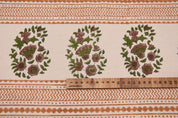 Handwoven Block Print Mustard Floral Duck Canvas Fabric - Anarkaali