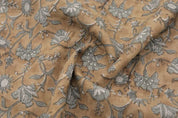 Handcrafted Block Print Mustard & Gray Linen - Naayab