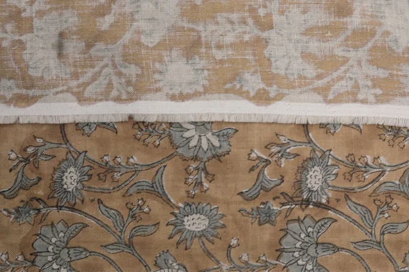 Handcrafted Block Print Mustard & Gray Linen - Naayab