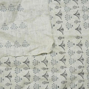 Handcrafted Block Print Pastel Gray Floral Pure Linen Fabric – Hastakala