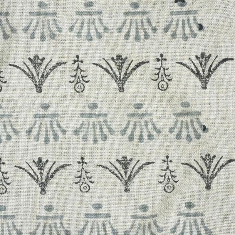 Handcrafted Block Print Pastel Gray Floral Pure Linen Fabric – Hastakala