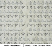 Handcrafted Block Print Pastel Gray Floral Pure Linen Fabric – Hastakala