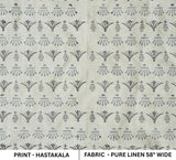 Handcrafted Block Print Pastel Gray Floral Pure Linen Fabric – Hastakala