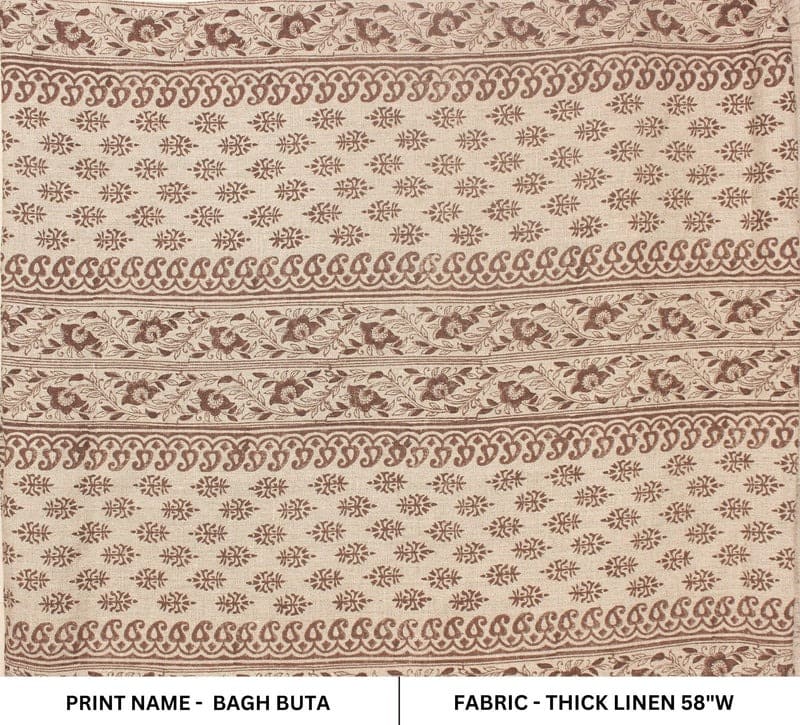 Handcrafted Block Print Thick linen fabric For Lampshade -Kesariya