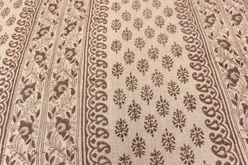 Handcrafted Block Print Thick linen fabric For Lampshade -Kesariya