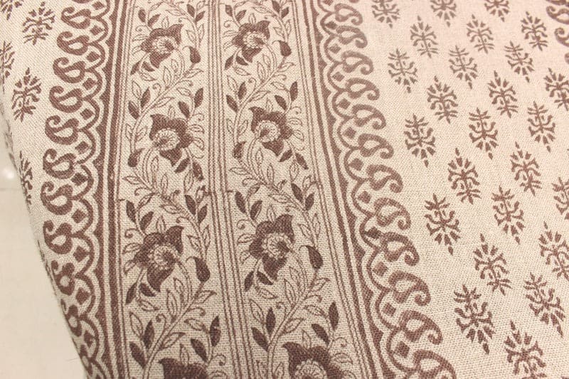 Handcrafted Block Print Thick linen fabric For Lampshade -Kesariya