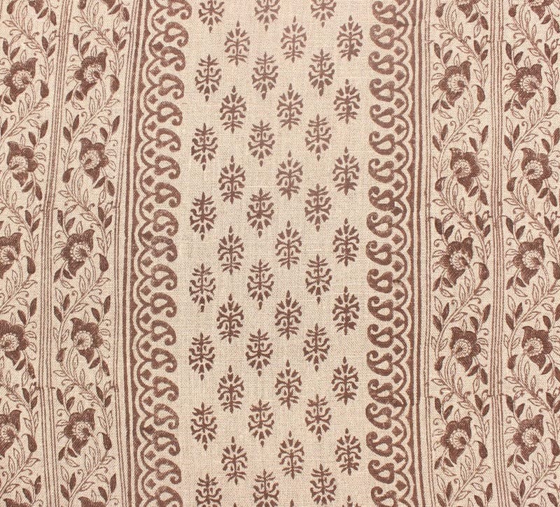 Handcrafted Block Print Thick linen fabric For Lampshade -Kesariya