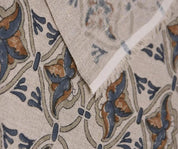 Handcrafted Block Printed Brown & Gray Linen Fabric – Hridyavan