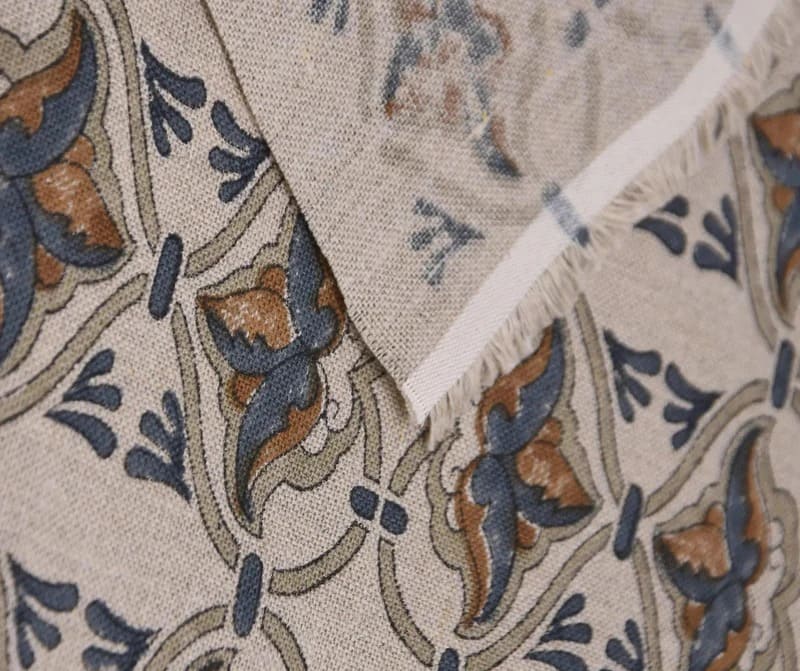 Handcrafted Block Printed Brown & Gray Linen Fabric – Hridyavan