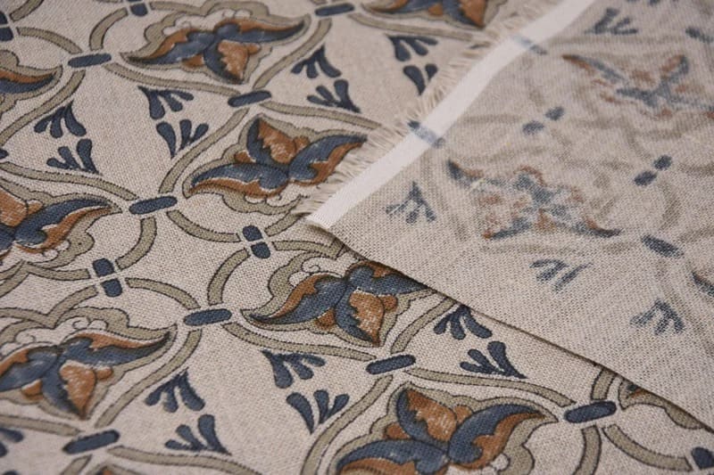 Handcrafted Block Printed Brown & Gray Linen Fabric – Hridyavan