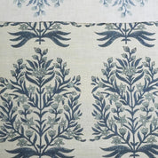 Aristan Handmade Block Print Dusty Blue Linen Blend Fabric - Vrindavan