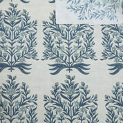 Aristan Handmade Block Print Dusty Blue Linen Blend Fabric - Vrindavan