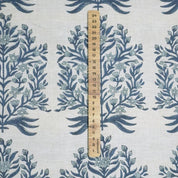 Aristan Handmade Block Print Dusty Blue Linen Blend Fabric - Vrindavan