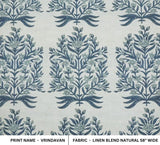 Aristan Handmade Block Print Dusty Blue Linen Blend Fabric - Vrindavan
