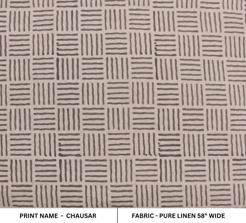 Handcrafted Pure linen Fabric For Window Curtain - Chausar