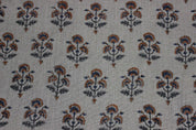 Handcrafted Viscose linen Grey & Blue Fabric For curtain - Botanical