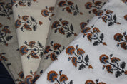 Handcrafted Viscose linen Grey & Blue Fabric For curtain - Botanical