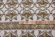 Hand Block Print 58" Wide Brown & Sage Linen Fabric - Hridyavan Border