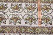 Hand Block Print 58" Wide Brown & Sage Linen Fabric - Hridyavan Border