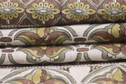 Hand Block Print 58" Wide Brown & Sage Linen Fabric - Hridyavan Border